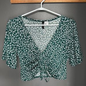 Floral dark green blouse
